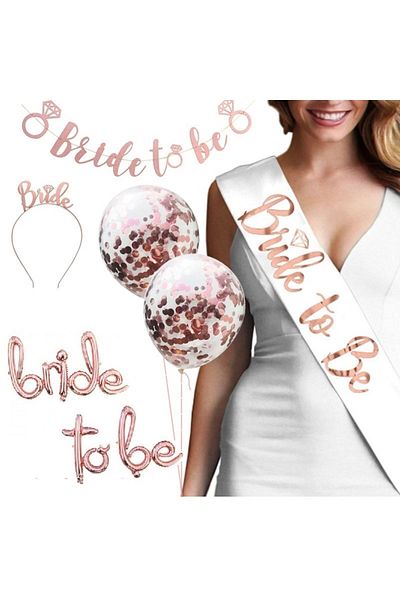Paparti Σετ μπαλόνι και στολίδι για το Bride To Be Bachelorette Party Rose Gold Crown Girdle