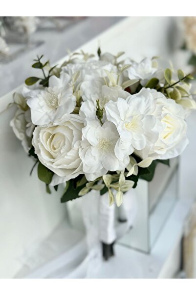 Paparti Beyaz Nazende Gelin Buketi Solmayan Gelin Çiçeği