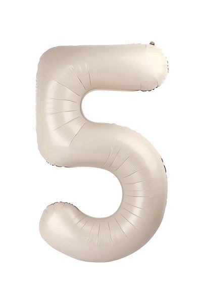 Paparti 76cm 34" Cream Foil Balloon - Number 5, Suitable for Heliuma Party Balloon