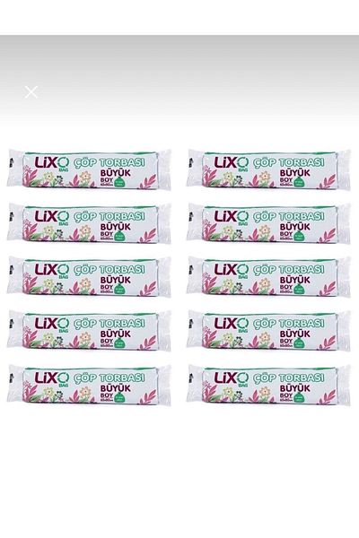 LİXOBAG Large Size Garbage Bag 10 Packs * 10 Rolls = 100 Pieces 65X80 cm