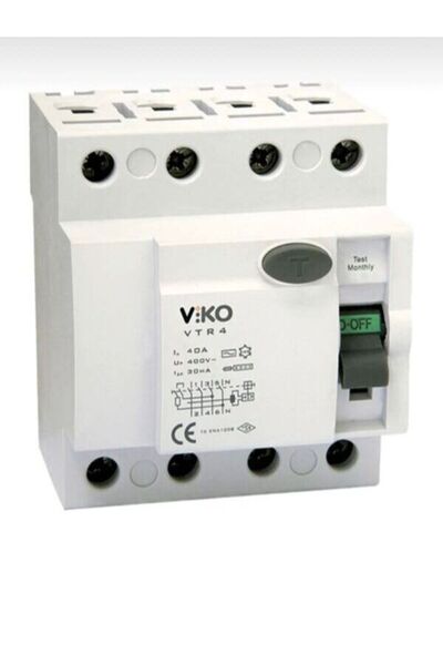 VİKO 4 X 40 Amper Kaçak Akım Rölesi 30 mA  VTR4-4030