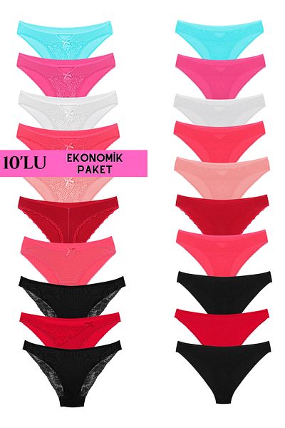 DONEX Pachet de chiloți bikini din dantelă - 10 bucăți 799 TL, în schimb 439 TL