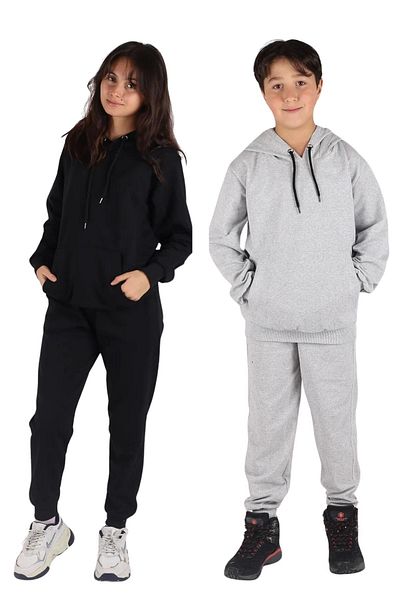 armicem Unisex Παιδική αθλητική φόρμα - 2 τμχ, με τσέπη καγκουρό και κουκούλα