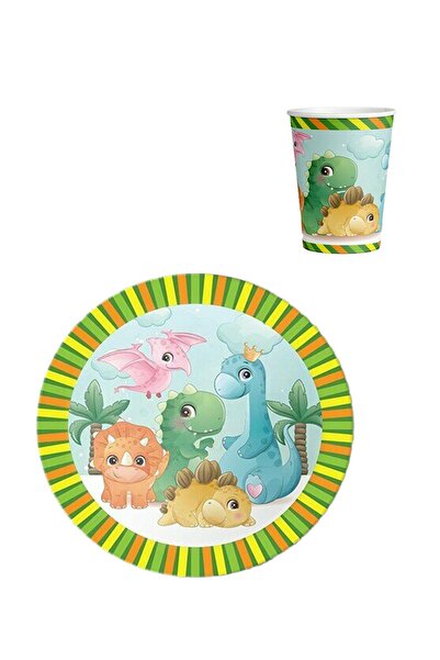 Patladı Gitti Σετ 8 τεμαχίων πιάτων και ποτηριών δεινοσαύρων