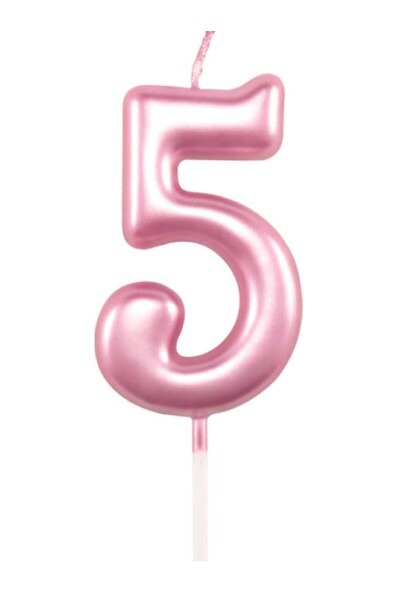 Bkmc 5 YAŞ PARLAK PEMBE ŞIK MUM 12 CM