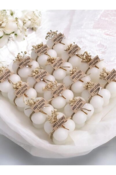 aralmini Hediyelik 10  Adet Süslemeli Bubble Mum, Nikah Şekeri, Doğum, Sünnet...