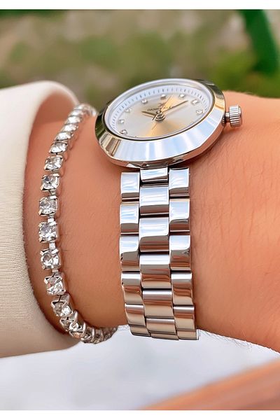 Daniel Klein Silver Colored Women's Wristwatch and Bracelet Gift - Small Case