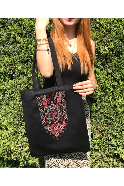 Boom town Μαύρη Premium DTF Interlining υφασμάτινη τσάντα