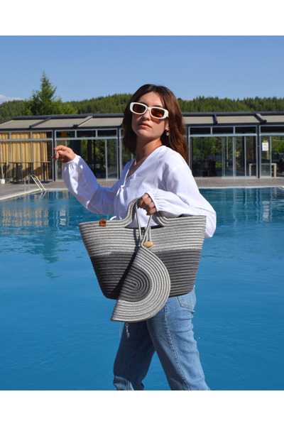 CARPELLA HOME Jute Women's Beach Bag - Zippered Summer Clutch Bag Casual Wallet Accessory