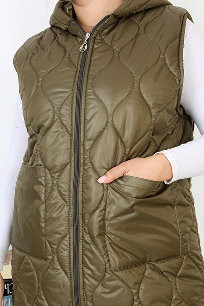 XL Modam Xlmodam Women's Quilted Vest - Large Size Khaki