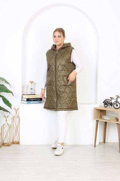 XL Modam Xlmodam Women's Quilted Vest - Large Size Khaki