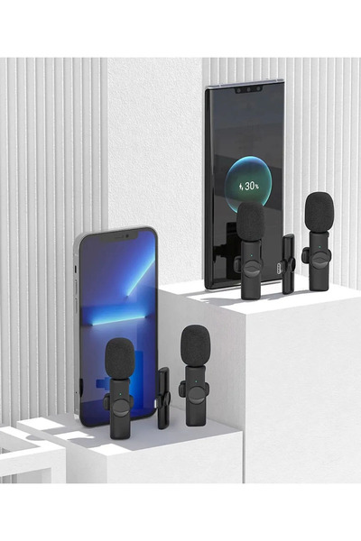 MATECHNO Telefonlara Uyumlu Wireless Youtube Tiktok Yayın Kablosuz Yaka Mikrofon