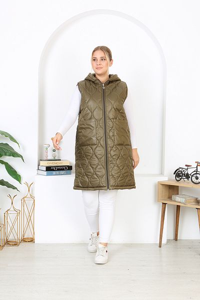 XL Modam Xlmodam Women's Quilted Vest - Large Size Khaki
