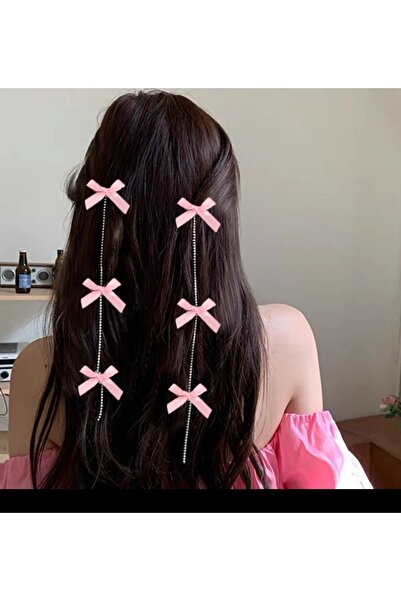 LO ADORO Accesoriu pentru păr cu fundă în stil coreean cu piatră de zircon, 2...