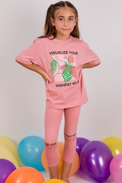 HÇM Girl's Oversize Capri Tights Printed Set - A84