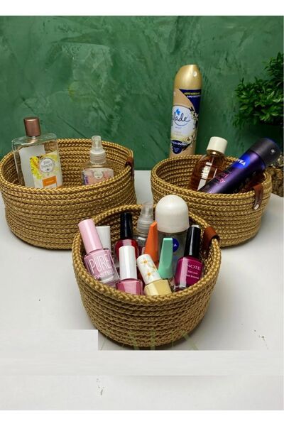 my doğa store Jüt Hasır Çok Amaçlı Sepet Banyo Mutfak Organizer Sepet Takımı ...