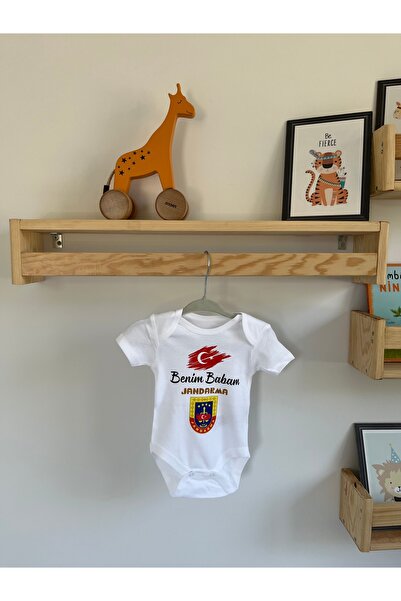 ARASBASKIEVİ ORGANİK %100 PAMUKLU BENİM BABAM JANDARMA Bebek Body Beyaz Badi ...