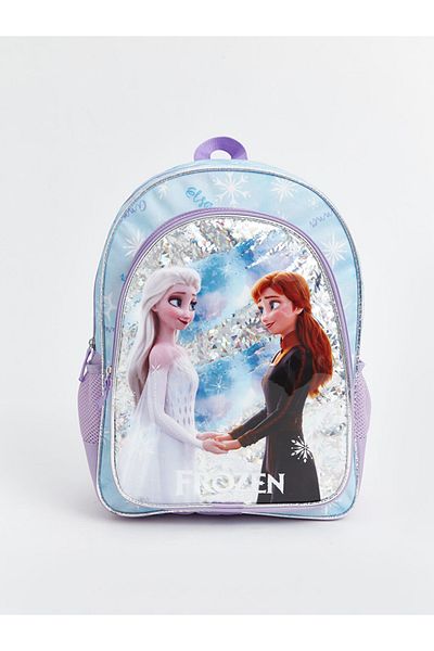 LC Waikiki Geantă de școală pentru fete cu imprimeu Frozen lucios cu volum interior mare - 31x42x15,5 cm