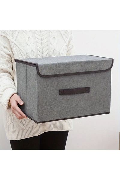 DANİSKA 1Pc Foldable Linen Look Clothing Storage Box - Dustproof and Portable