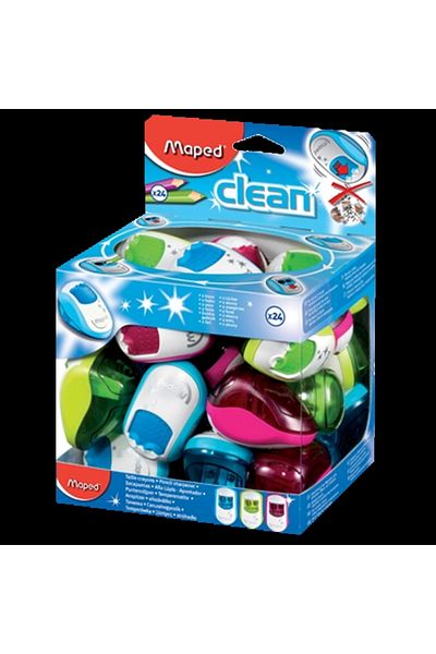 Maped 24-Piece Student Pencil Sharpener Clean Plastic Pack - Double Chamber030211