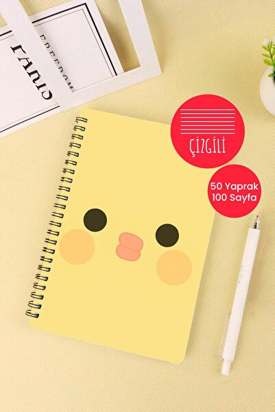 Anime Marketi Tatlı Civciv Temalı A5 Spiralli Okul Defteri 50 Yaprak 100 Sayf...