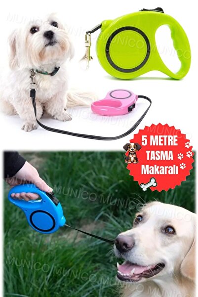 Munico Geri Çekilebilir 5 Metre Köpek Tasması Ergonomik Uzun Ömürlü 5 Metre Uzunlukta Otomatik Köpek Tasma