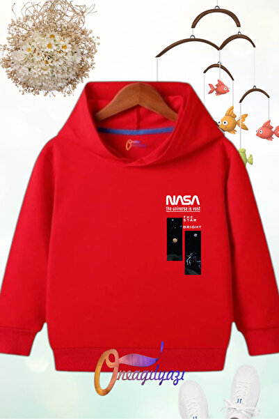 oneagılyazı Dječja majica sa kapuljačom i belim tekstom NASA-e