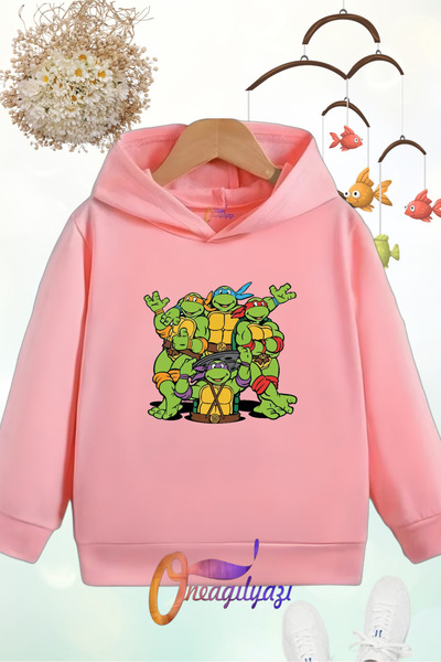 oneagılyazı سويت شيرت بقلنسوة للأطفال مطبوع عليه نينجا