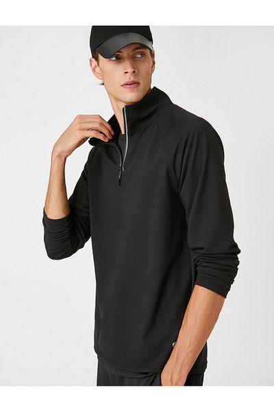 Koton Raised Sports Sweatshirt Stand Collar