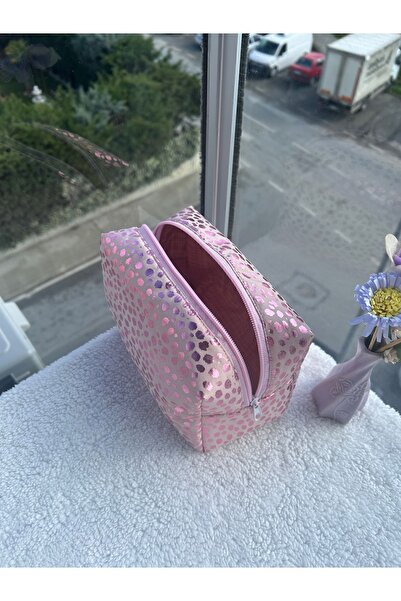 minyaturhayalim Pembe Benekli Makyaj Bakım Ve Seyahat Çantası