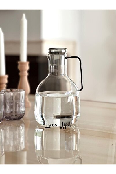 Luca Mia Vita Siyah Cam Kapaklı Cam Sürahi