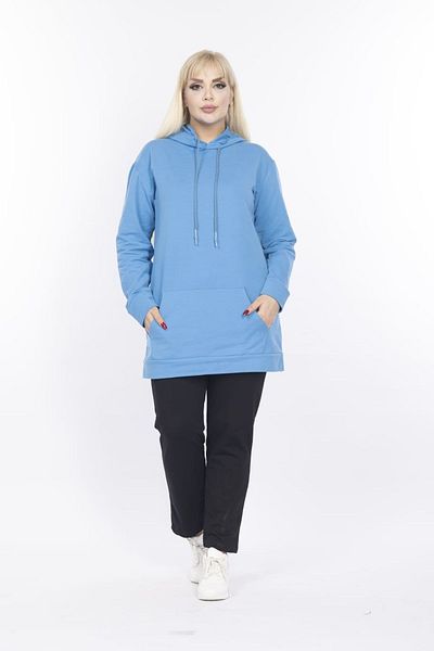 xlargebutik LARGE SIZE CLOTHING TURQUOISE BLUE SWEATSHIRT