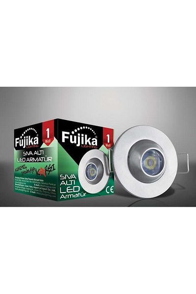 Fujika مصباح سبوت LED (منفخ) 1 وات من الساتان باللون الأبيض (عبوة من قطعتين)