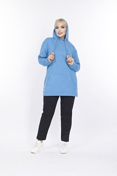 xlargebutik ДРЕХИ ЗА ПЛЪТНИ ЖЕНИ ТУРКУАЗЕН СИН СВИТЪР