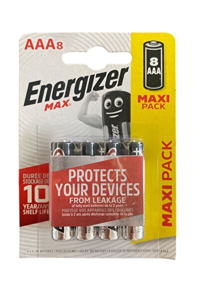 Energizer Alkalin Max AAA İnce Kalem Pil 8'li paket