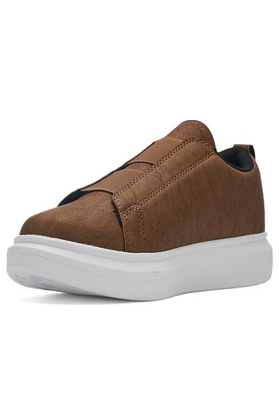 Nstil Pantofi casual pentru bărbați - maro, alb, toc înalt, talpă cu model, pantofi sport cu vârf oval 109