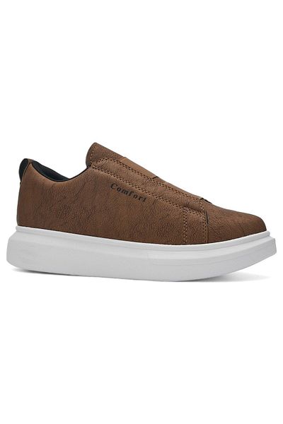Nstil Pantofi casual pentru bărbați - maro, alb, toc înalt, talpă cu model, pantofi sport cu vârf oval 109