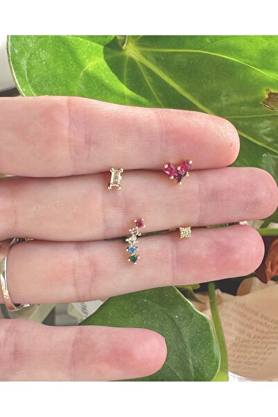 BY DİLEK ÇETİN ACCESSORY Çelik 4 lü Kıkırdak helix Tragus piercing (4 adet)