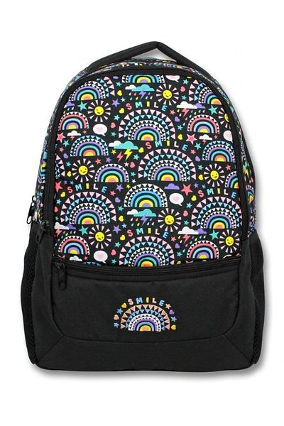 ÜMİT ÇANTA Cennec Black Smile Girls and Boys Primary School Schoolbag - Three Compartment Backpack