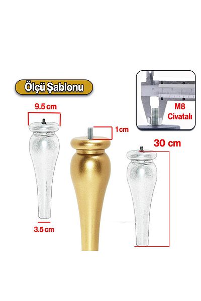Badem10 Picioare din plastic pentru masă de cafea Aur aurit 4 buc Simbol 30 cm Mobilier Masă de cafea M8 Picioare cu șuruburi