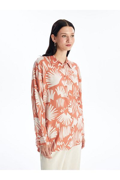 LC Waikiki Lcw Modest - Orange Printed Women's Tunic Shirt