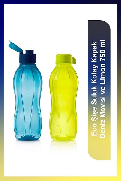Tupperware Eco Bottle Water Bottle Easy Lid Sea Blue And Lemon 750 Ml Pack of 2