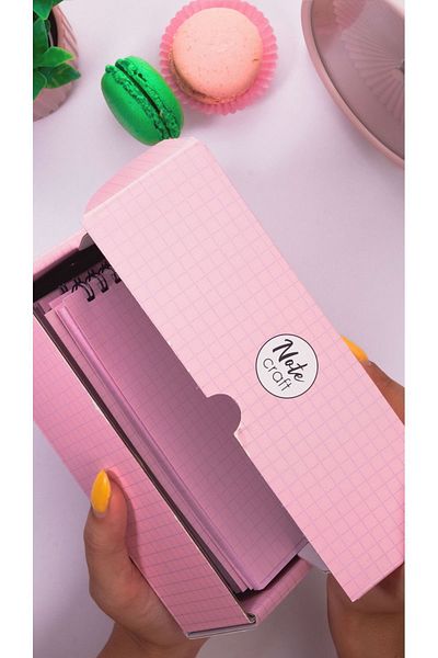 Dream Notes Colorful Checked Notebook Set of 8 - 9X15 Cm, 50 Sheets Spiral, Pink for School