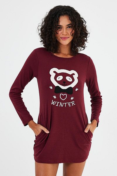 Penyelux Claret Red Women's Tunic - Comfortable Long Sleeve, Hijab Crew Neck