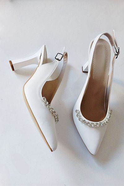 Modavien Pantofi de mireasa dama White Stone - 7 cm