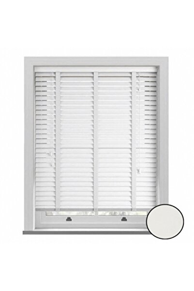 NEWTEKS Stylewoody 50mm Beyaz Ahşap Görünümlü Kurdelalı Jaluzi