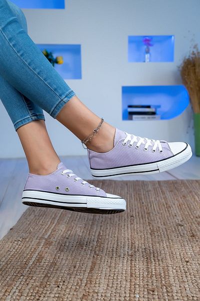 StWenn Unisex Lilac Linen Sneakers - Short Sneakers
