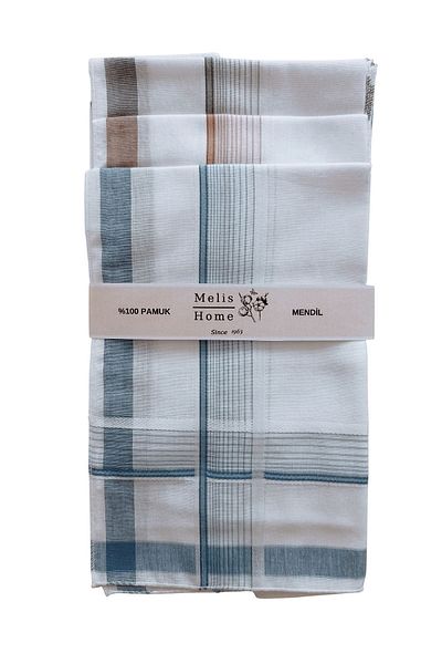 Melis Home 12 Pieces 40x40 Cm Striped Men's Handkerchiefs - 100% Cotton