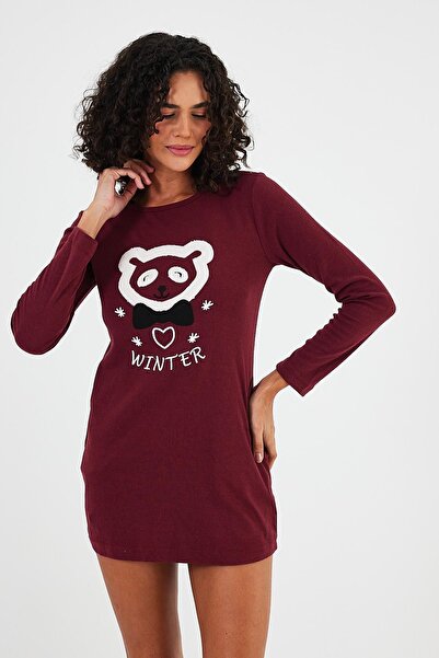 Penyelux Claret Red Women's Tunic - Comfortable Long Sleeve, Hijab Crew Neck