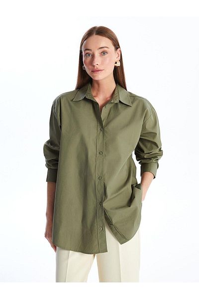 LC Waikiki Γυναικείο τουνίκ Olive Green Oversize - Κλασικό πουκάμισο LCWAIKIKI